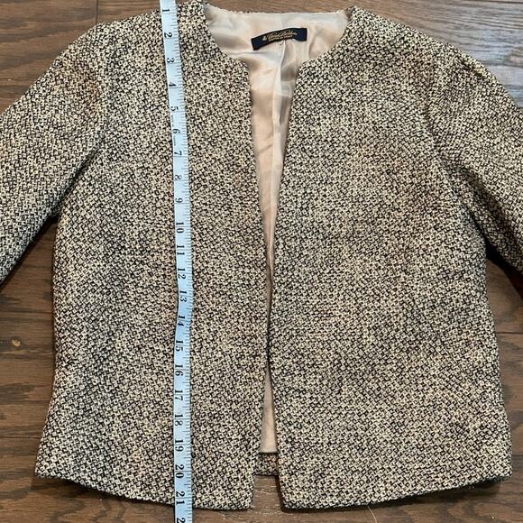 Brooks Brothers Woven in Italy Silver/Black/Grey Wool Tweed Blazer Size 4 - Picture 7 of 12